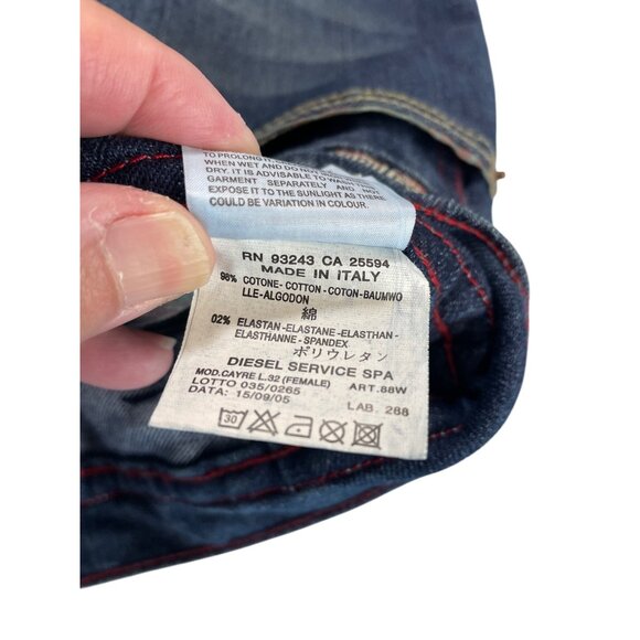 Diesel Cayre Womans Y2K Blue Wide Leg Stretch Jeans Size 28/32 SKU 9284 - Picture 9 of 13